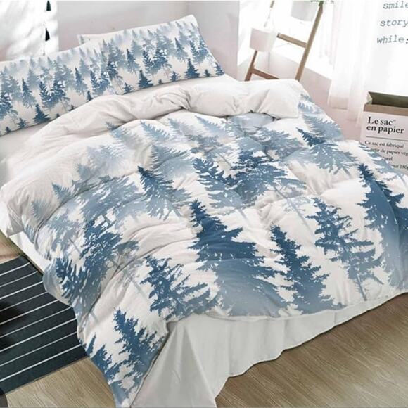 Urban Outfitters Other - Urban Outfitters Blue and White Tree Pattern Duvet Cover Sz Twin Xl With Sham